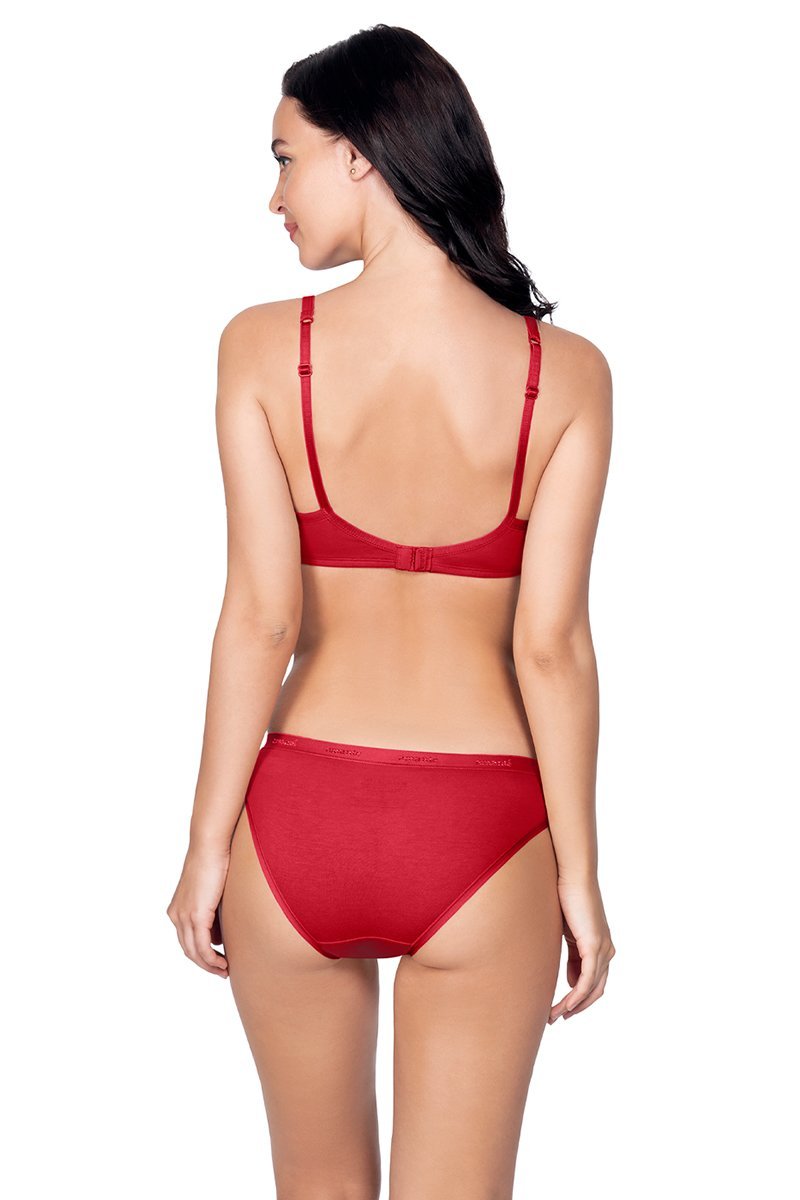 Cotton Casuals Padded Non-Wired Printed T-Shirt Bra - Garnet - Image 5 of 5