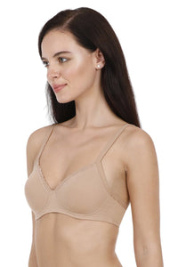 Cotton Casuals Padded Non-Wired Lace T-Shirt Bra - Nude thumbnail 2