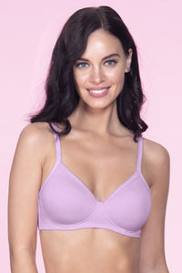 Cotton Casuals Padded Non-Wired Printed T-Shirt Bra - Soft Lilac - color option