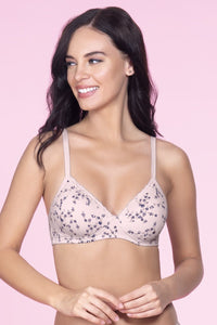 Cotton Casuals Padded Non-Wired Printed T-Shirt Bra - Winsome Orchid Pr - color option
