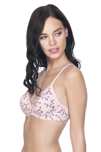 Cotton Casuals Padded Non-Wired Printed T-Shirt Bra - Winsome Orchid Pr thumbnail 3