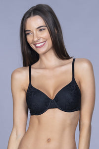 Floral Romance Padded Wired Bra - Black - color option
