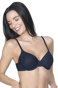 Floral Romance Padded Wired Bra - Black thumbnail 2