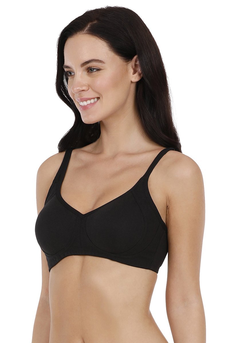 Cool Contour Non-Padded Non-Wired Bra with Aloe Finish - Black