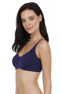 Cool Contour Non-Padded Non-Wired Bra with Aloe Finish - Blue Jewel thumbnail 3
