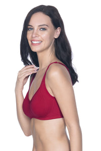 Cool Contour Non-Padded Non-Wired Bra with Aloe Finish - Crimson thumbnail 3