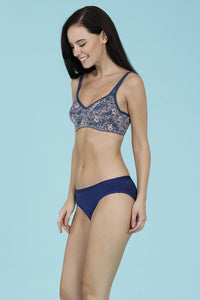 Cool Contour Non-Padded Non-Wired Bra with Aloe Finish - Dark Denim thumbnail 4