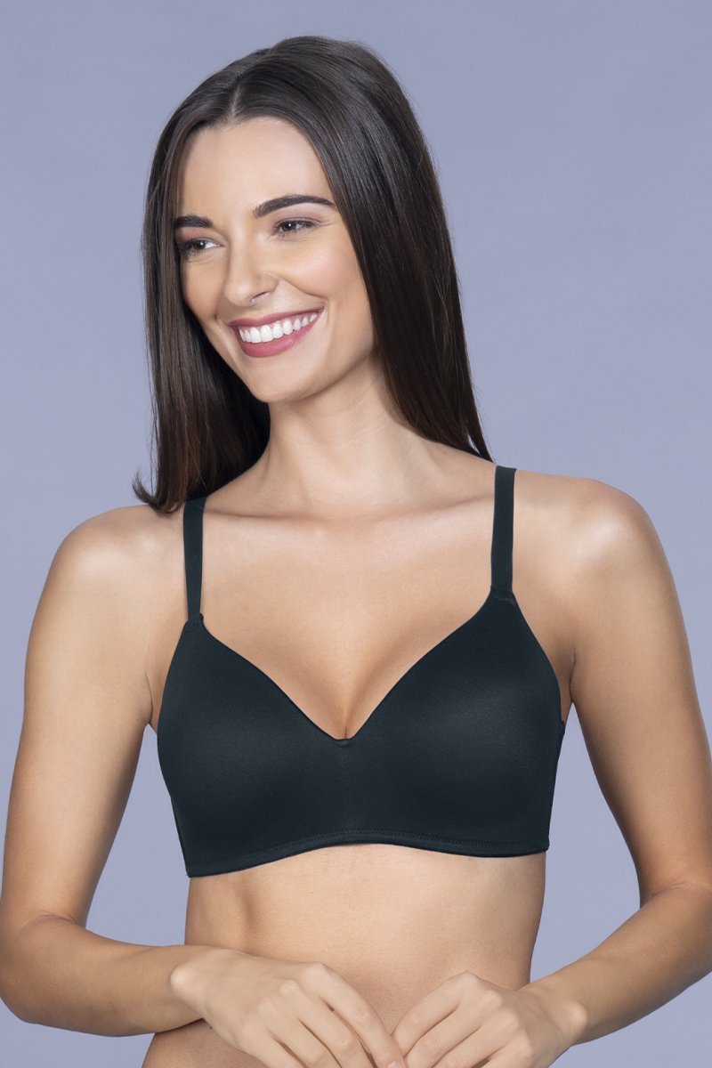 Contour Comfort Padded Non-Wired Bra - Black Color - Image 1 of 4