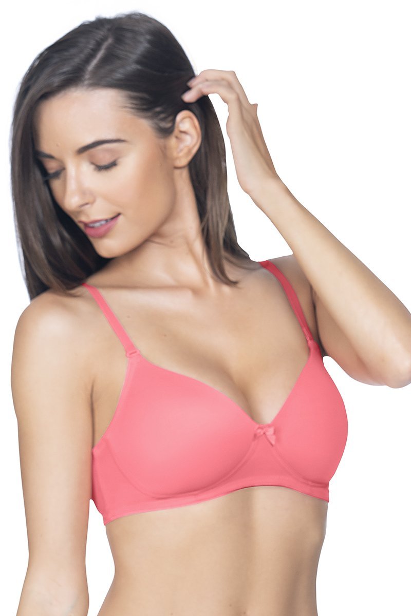 Smooth Charm Padded Non-Wired T-Shirt Bra - Sunkist Coral