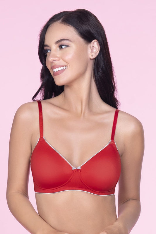 Casual Chic Padded Non-Wired T-shirt Bra - Haute Red Color