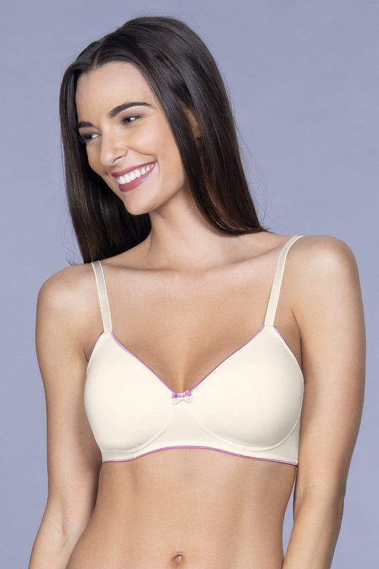 Casual Chic Padded Non-Wired T-shirt Bra - White Smoke Color