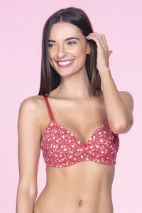 Florette Printed T-Shirt Bra - Tiger Lily-Golden Haze Color thumbnail 1