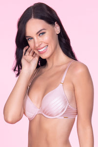 Sheer Stripes Padded T-Shirt Bra - Dawn Pink Color thumbnail 1