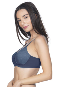 Lace Essentials Padded Non-Wired Bra - Insignia Blue thumbnail 2