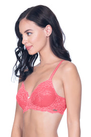 Lace Delight Padded Wirefree Bra - Sunkist Coral
