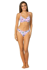 Printed Padded Non-Wired Moulded Push up Bra - Floral Pr thumbnail 4