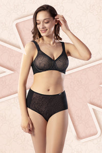 Non-Padded Wired Lace Minimiser Bra - Black thumbnail 4