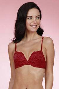 Lace Demi Push-up Bra - Tango Red Color thumbnail 1