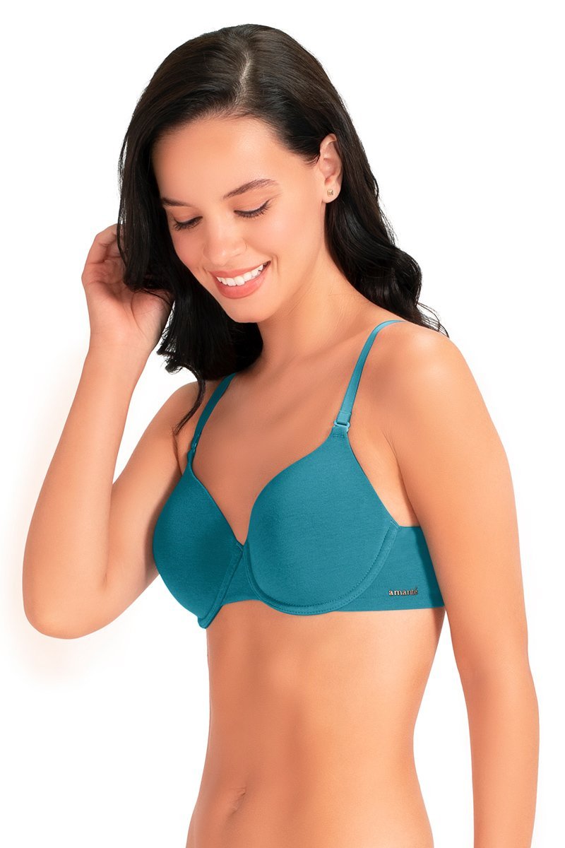 Signature Cotton Padded Wired Bra - Tile Blue - Image 2 of 4