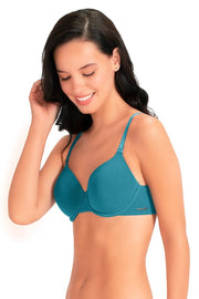 Signature Cotton Padded Wired Bra - Tile Blue