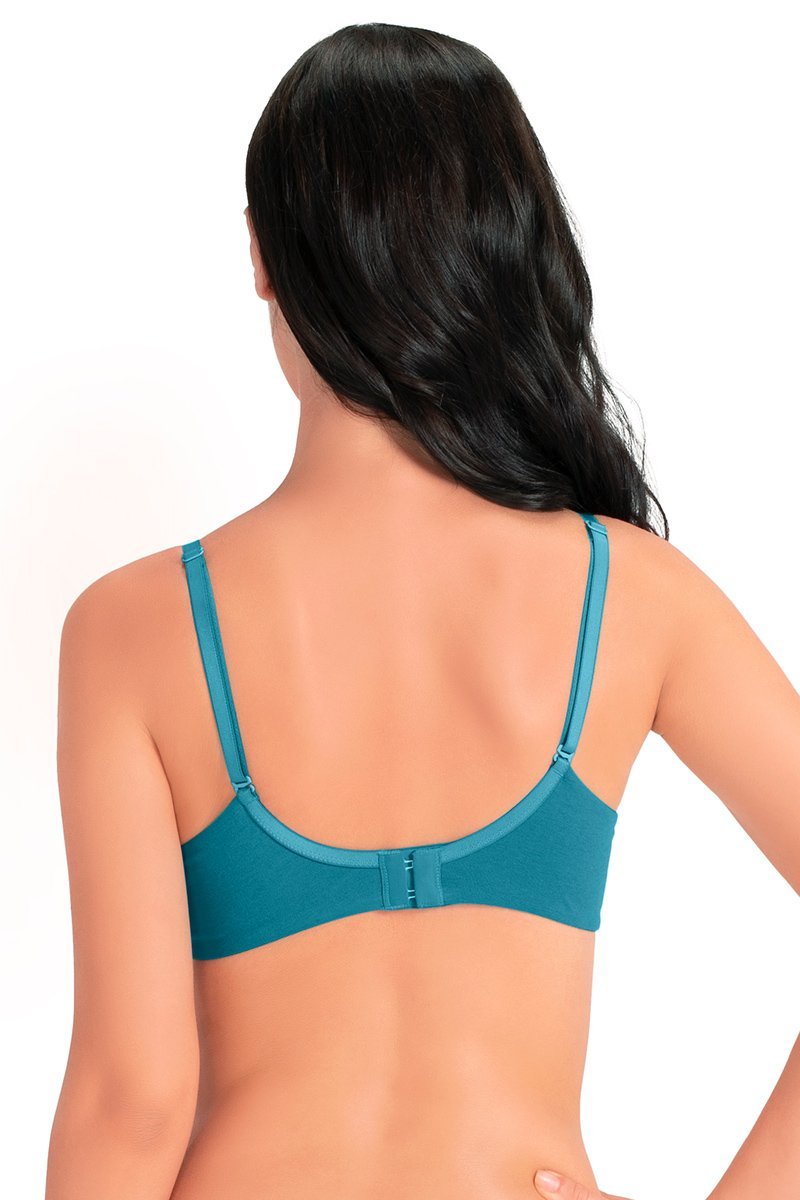 Signature Cotton Padded Wired Bra - Tile Blue