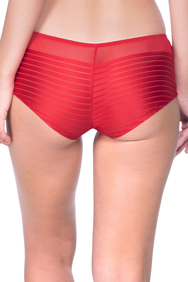 Sheer Stripes Boy shorts - Haute Red - Image 3 of 3