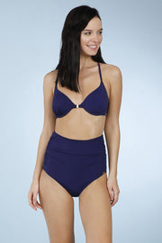 Navy Color Front Closure Racerback Bikini Top