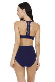 Navy Color Front Closure Racerback Bikini Top