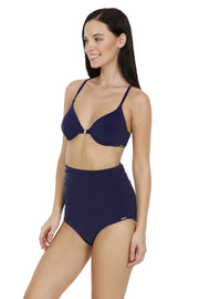 Navy Color Front Closure Racerback Bikini Top