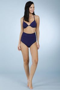 Navy Color Front Closure Racerback Bikini Top thumbnail 6