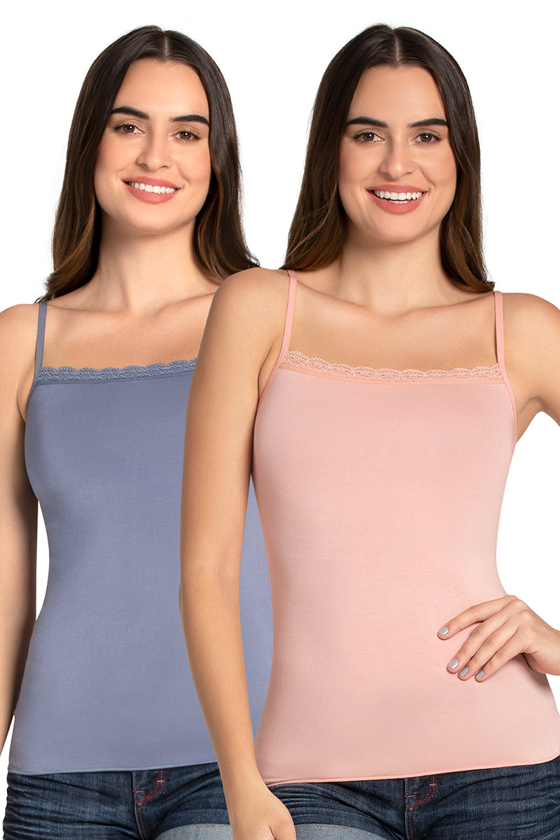 Modal Lace Camisole (Pack of 2) - Temp_Imp Pink