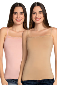 Modal Lace Camisole (Pack of 2) - Hazel._Imp Pink - color option