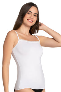 Modal Lace Camisole (Pack of 2) - Hazel._Wht thumbnail 2