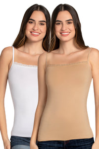 Modal Lace Camisole (Pack of 2) - Hazel._Wht - color option