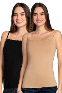 Modal Lace Camisole (Pack of 2) - Blk_Hazelnut thumbnail 1
