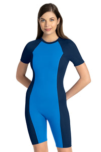 Leg Suit With Sleeves Swimwear - Blue thumbnail 1