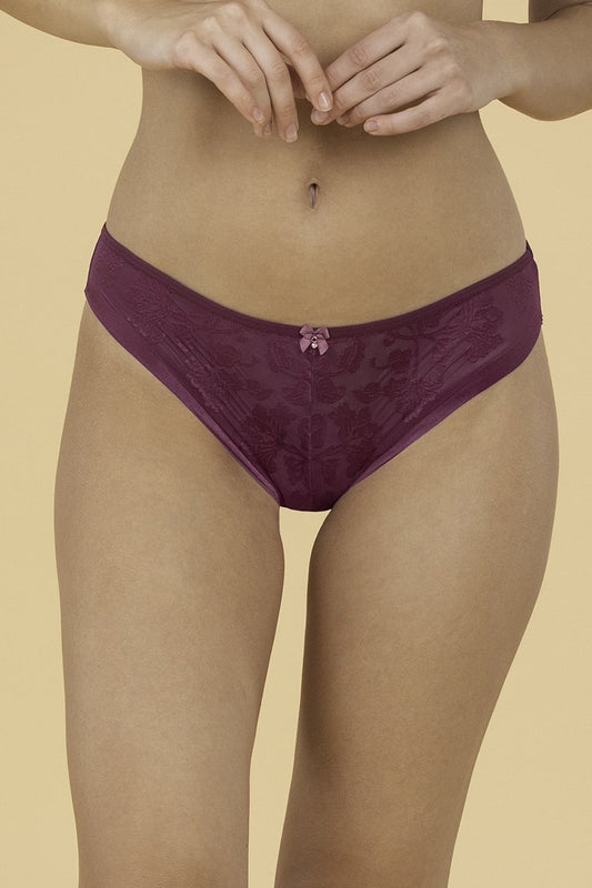 Lace Jacquard Bikini Panty - Deep Magenta