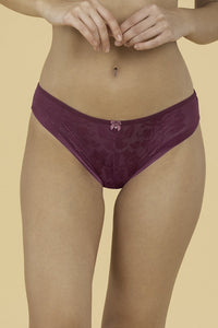 Lace Jacquard Bikini Panty - Deep Magenta thumbnail 1