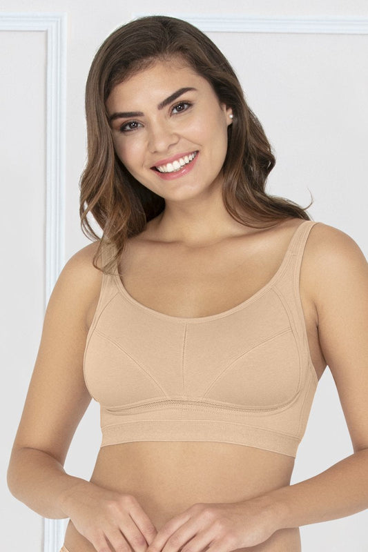 Simple Elegance Non-Padded Non-Wired Cotton Full Cover Bra - Hazelnut