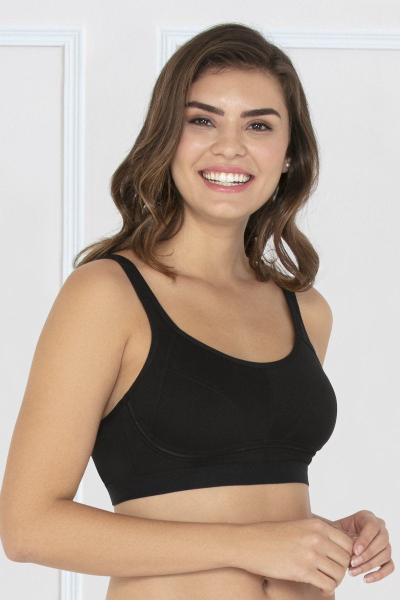 Simple Elegance Non-Padded Non-Wired Cotton Full Cover Bra - Black - Image 2 of 5