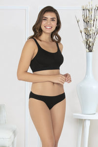 Simple Elegance Non-Padded Non-Wired Cotton Full Cover Bra - Black thumbnail 5