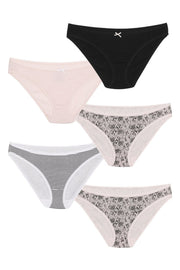 every de Assorted Low Rise Bikini (Pack of 5) - Mixed Combo 3Color