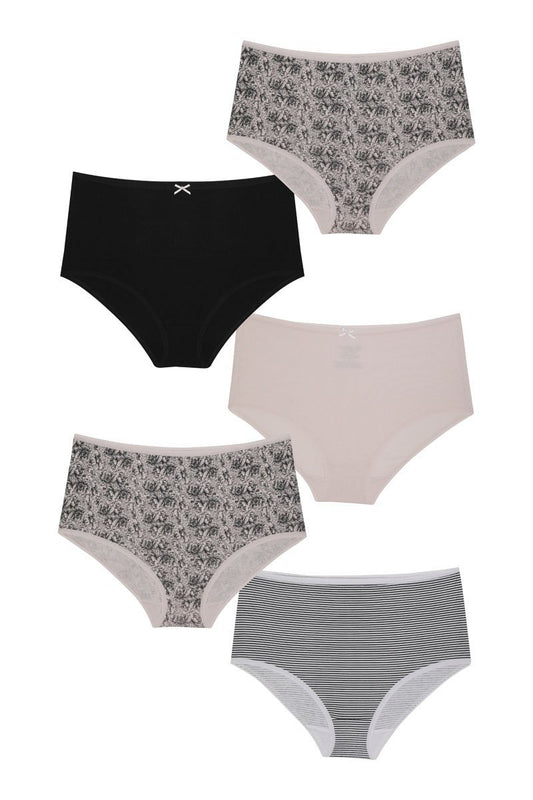 every de Assorted High Rise Full Brief (Pack of 5) - Mixed Combo 3Color