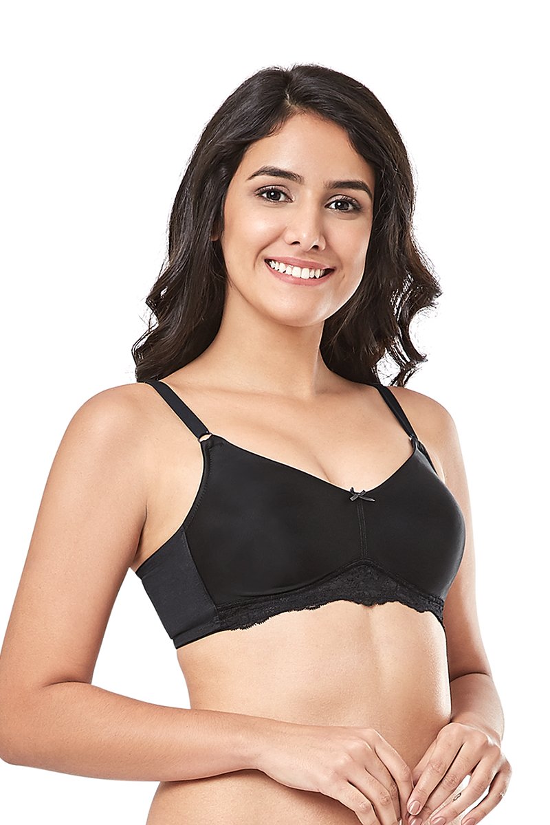 every de Contour Charm Non-Padded Non-Wired Full Cover Everyday Bra - Black