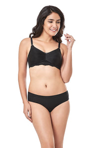 every de Contour Charm Non-Padded Non-Wired Full Cover Everyday Bra - Black thumbnail 4