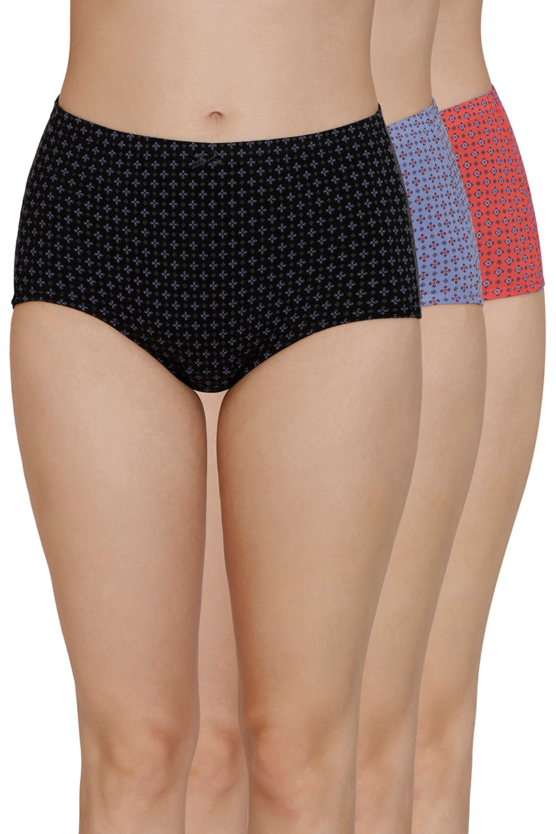 Inner Elastic Print High Rise Full Brief Panties (Pack of 3) - Image 1 of 7