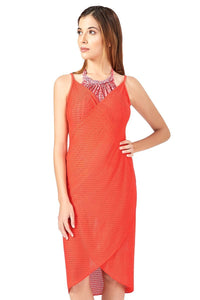 Cross Over Swim Cover Up - Coral thumbnail 1