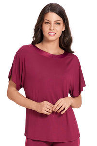 Satin Edge Pyjama Top - Rhododendron - color option